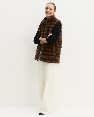 EMMEMARELLA-Pelliccia Smanicata Donna